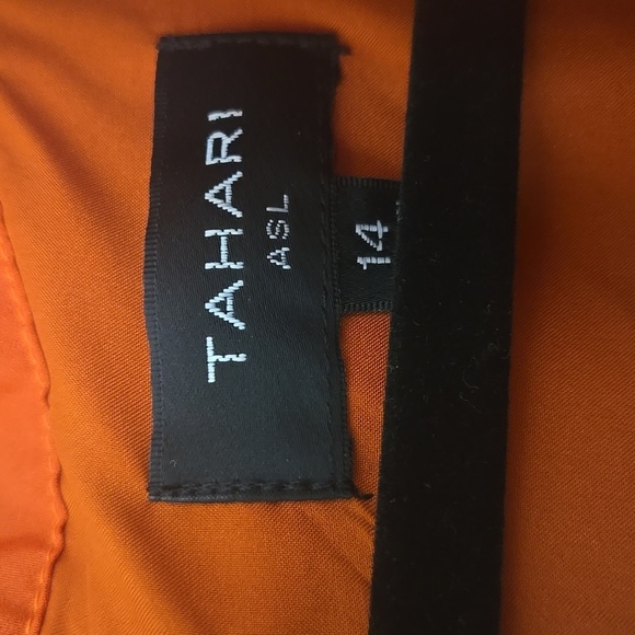 NWT Tahari ASL Burnt Orange Pleated Trim Tie Neck Dress Size 14 - Picture 3 of 15
